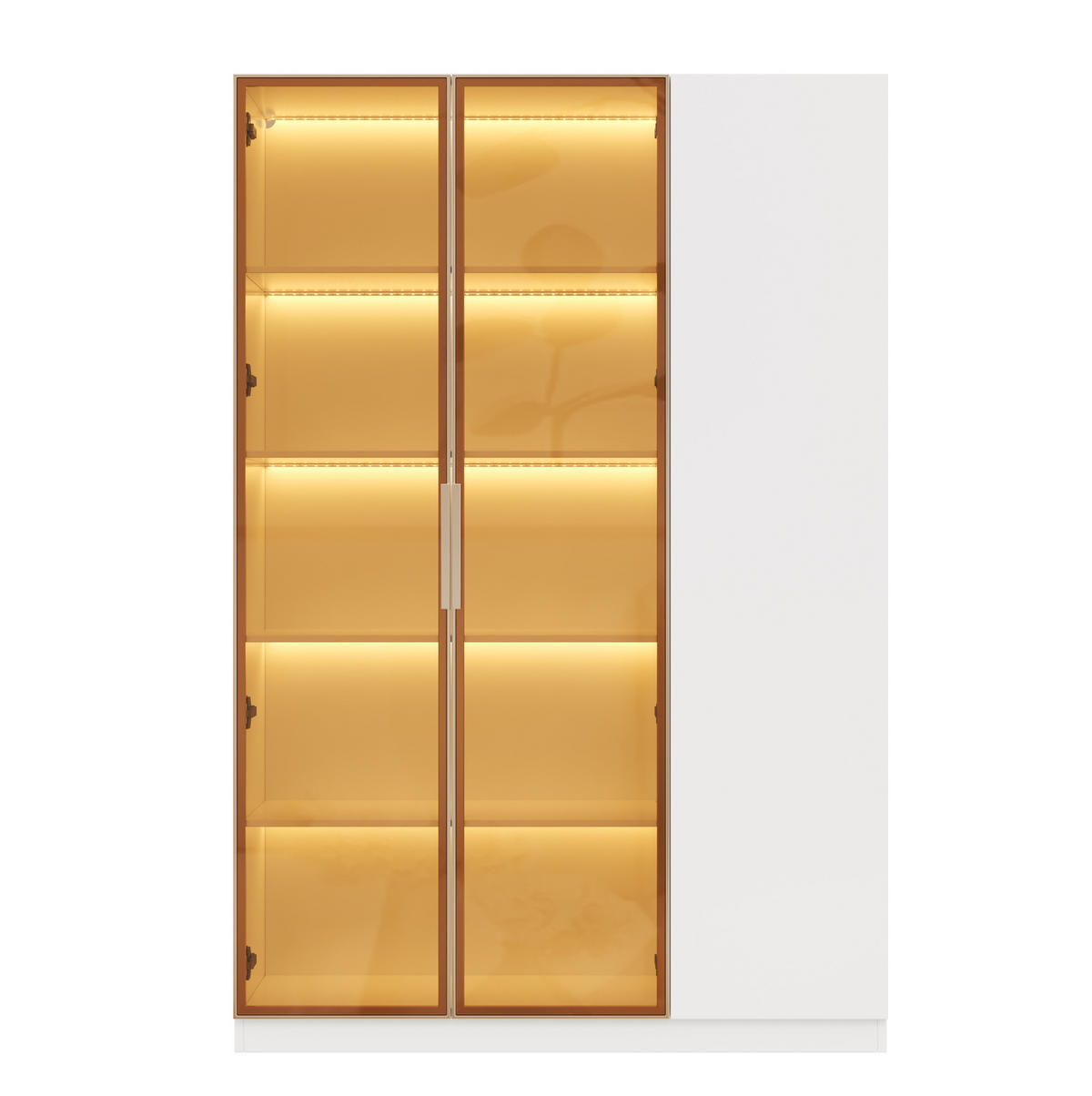 VITRINENSCHRANK mit LED 110 x 35 x 165 cm MDF Weiß 3-türig - Weiß, Holzwerkstoff (35/165/110cm) - Beauniv