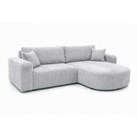 ECKSOFA Mit Schlaffunktion, Cordstoff Tilia, Grau, Rechts, ROUND ONE - Grau, Holz (244/175cm) - Kaiser Möbel