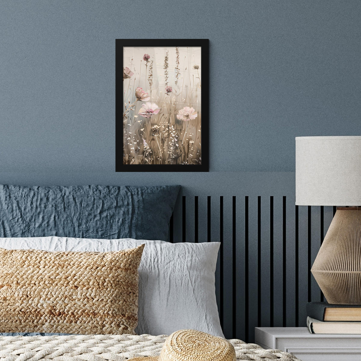 GERAHMTES BILD Blumen - Rosa - Modern - Beige 20x30 cm - Beige, Papier (20/30cm) - MuchoWow