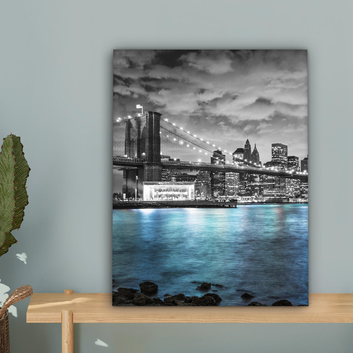 LEINWANDBILD New York - Skyline - Stadt - Blau Room Decor 30x40 cm - Blaugrau, Textil (30/40cm) - MuchoWow