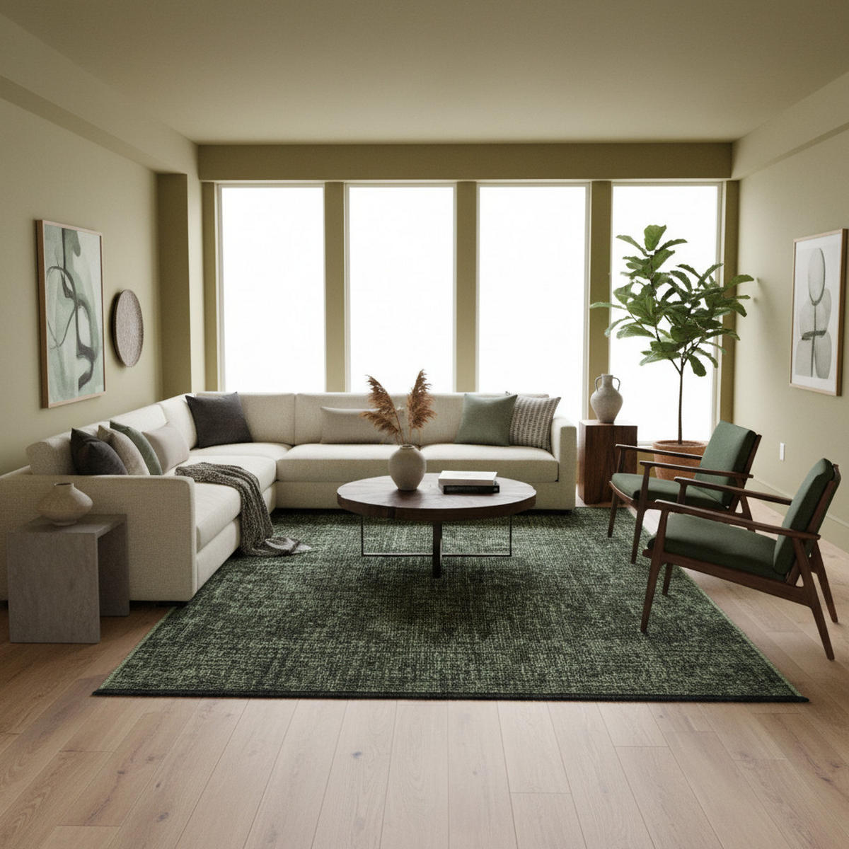 TEPPICH Kurzflor Unicolor Chenille Baumwolle Innen Grün Rechteckig 120x170 - Grün, Textil (120/170cm) - KADIMA DESIGN