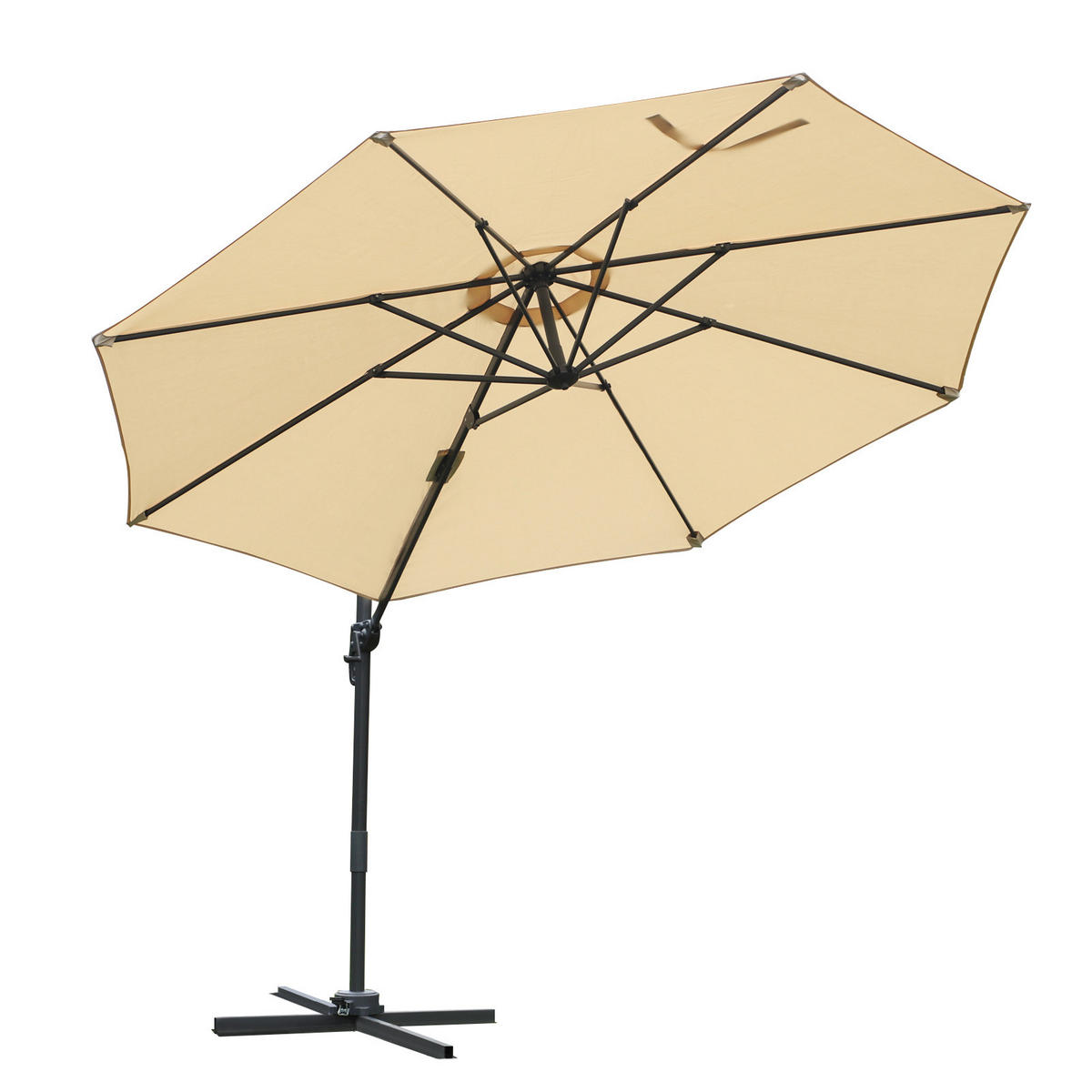 AMPELSCHIRM DE-11457 360° drehbar & neigbar mit Kurbel Creme - Beige, Textil (295/295cm) - ComfortXL