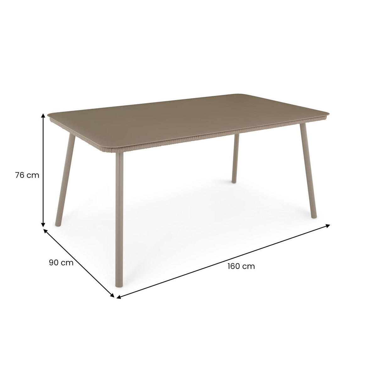 GARTENTISCH VOLONTE - Braun, Glas/Metall (90/160/75cm) - IDIMEX