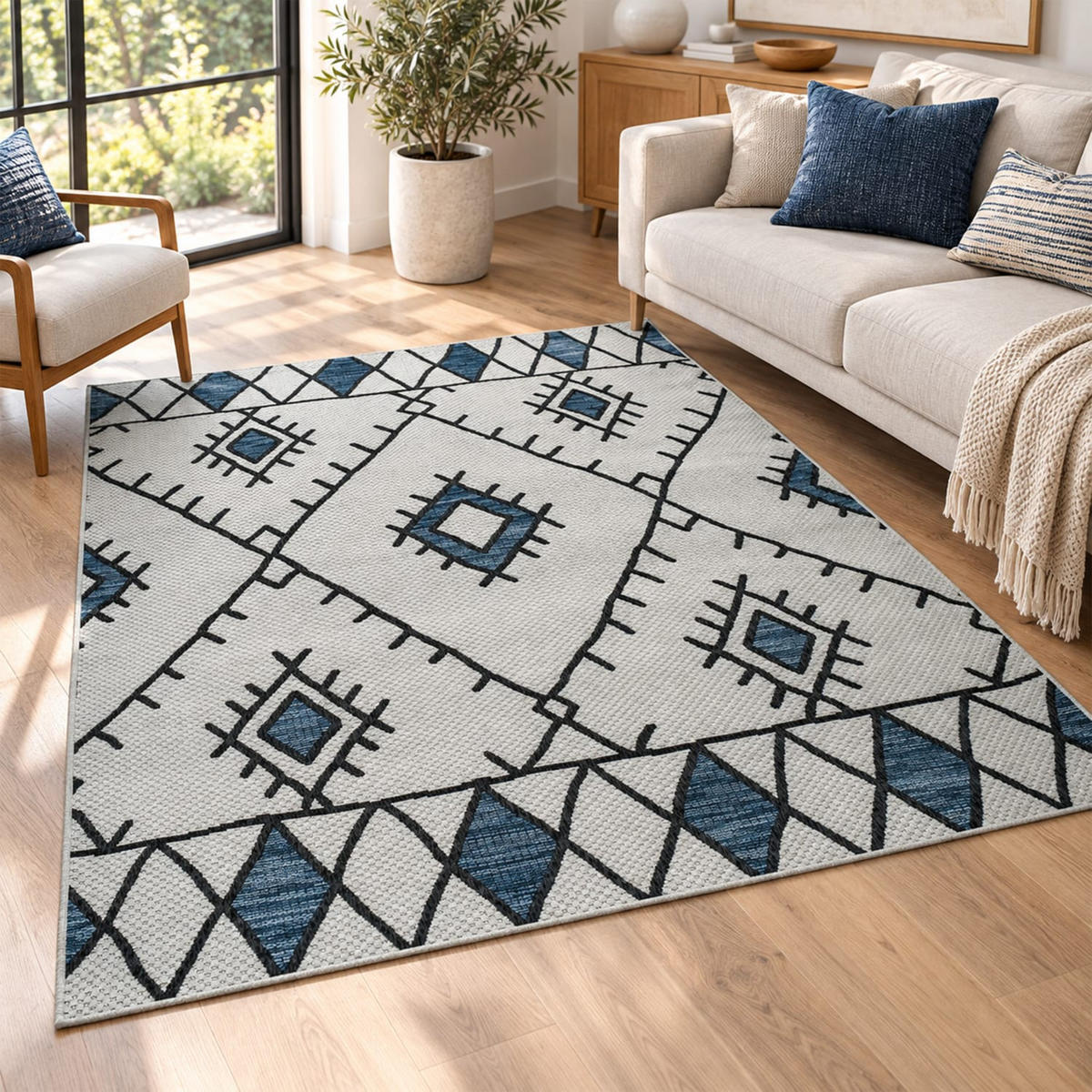 OUTDOORTEPPICH 160/220 cm Kuba 124 - Blau, Kunststoff (160/220cm) - Paco Home