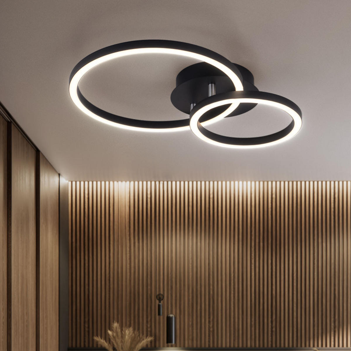 LED DECKENLEUCHTE Schwarz Opal Matt - Schwarz, Metall (42/30/7.5cm) - Globo Lighting