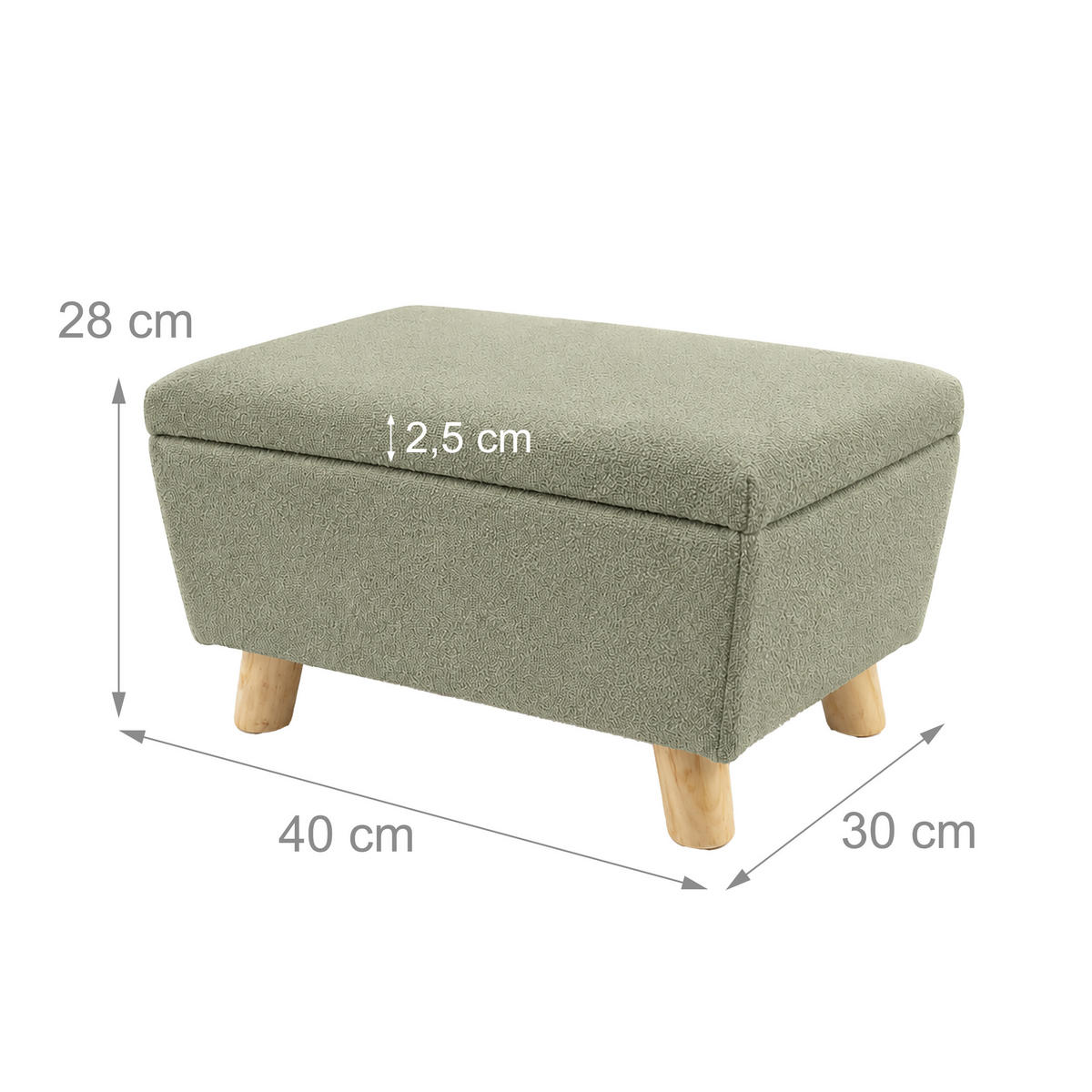 FUSSHOCKER Salbei Stauraum - Türkis, Holz/Kunststoff (40/28/30cm) - Relaxdays