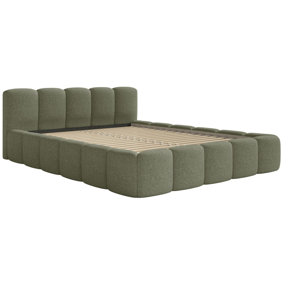 POLSTERBETT Cloudy Low Olive Chenillebezug 160x200 - Olivgrün, Textil (160/200cm) - Selsey