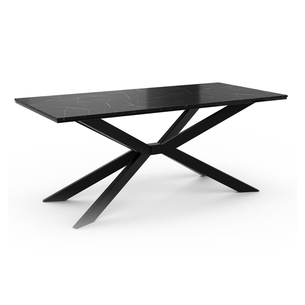 ESSTISCH Schwarz Marmoroptik 190x90 cm - Schwarz, Holzwerkstoff (190/90/76.5cm) - PROSPERO