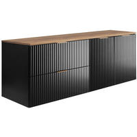 BADEZIMMER-SET, 57×46×160 cm, Schwarz / Arbeitsplatte aus Eiche Craft, goldener Griff - Schwarz, Holzwerkstoff (160/57/46cm) - 3XE LIVING