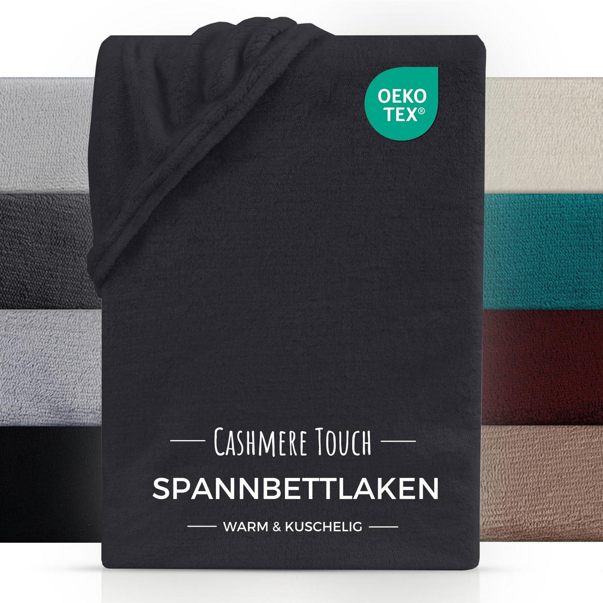 CASHMERE-TOUCH-SPANNBETTLAKEN 100x200 cm, Kuscheliges Winter Bettlaken Anthrazit - Anthrazit, Textil (100/200cm) - Carpe Sonno