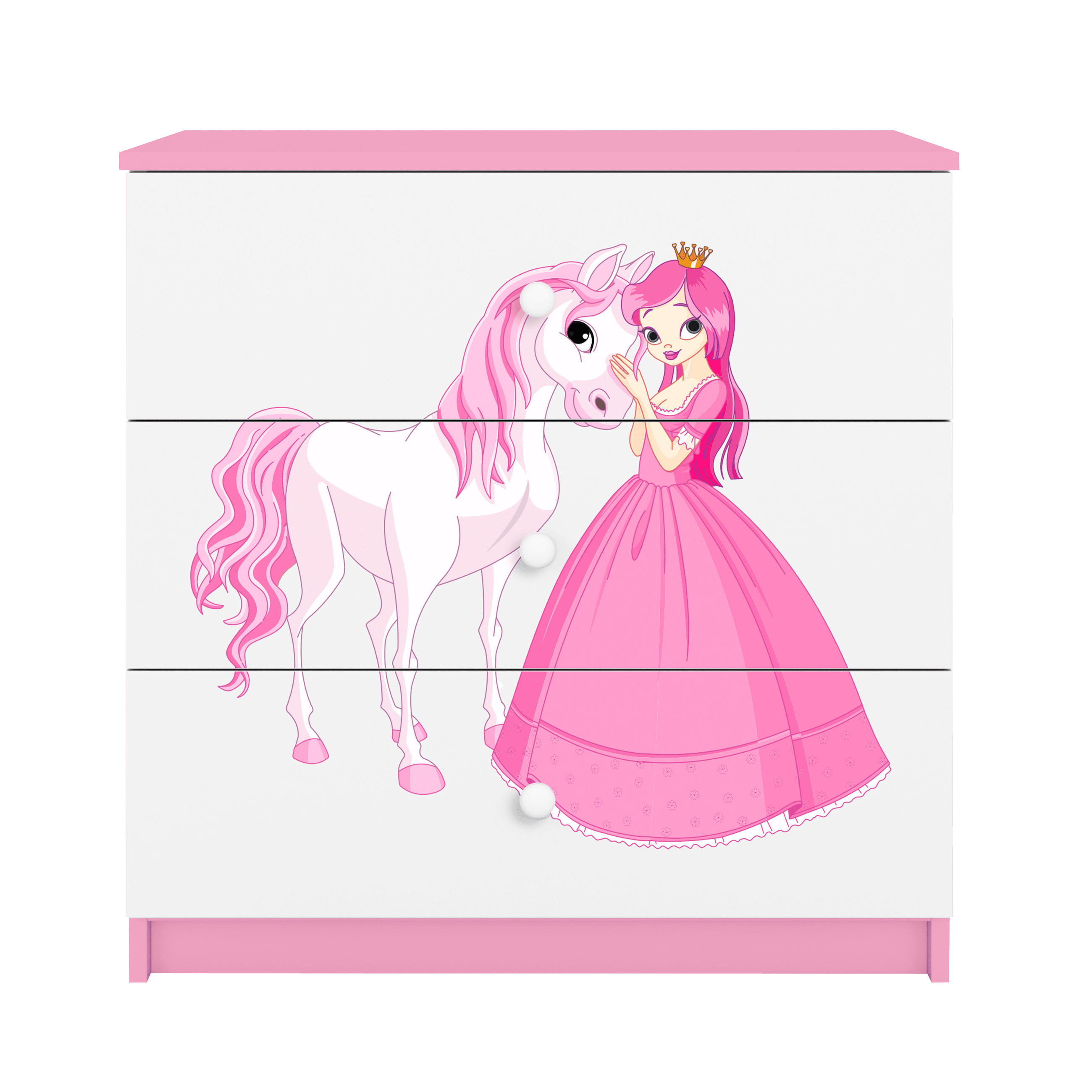 KOMMODE Babydreams Prinzessin Pferd 81/81/41 - Rosa, Holzwerkstoff (81/81/41cm) - RAUMHIRSCH FURNITURE