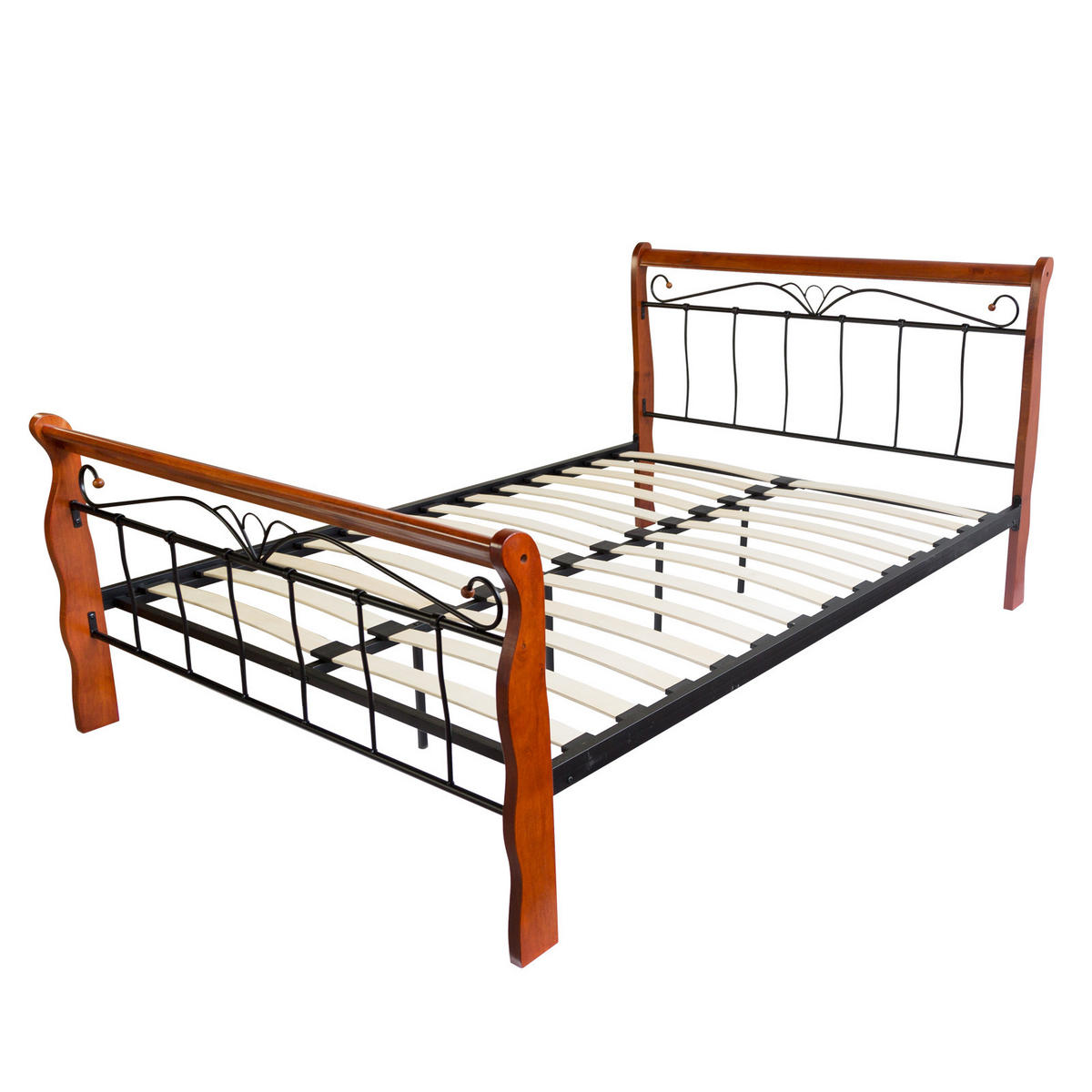 METALLBETT 160/200 cm in Schwarz mit Lattenrost - Schwarz, Metall - Homestyle4u