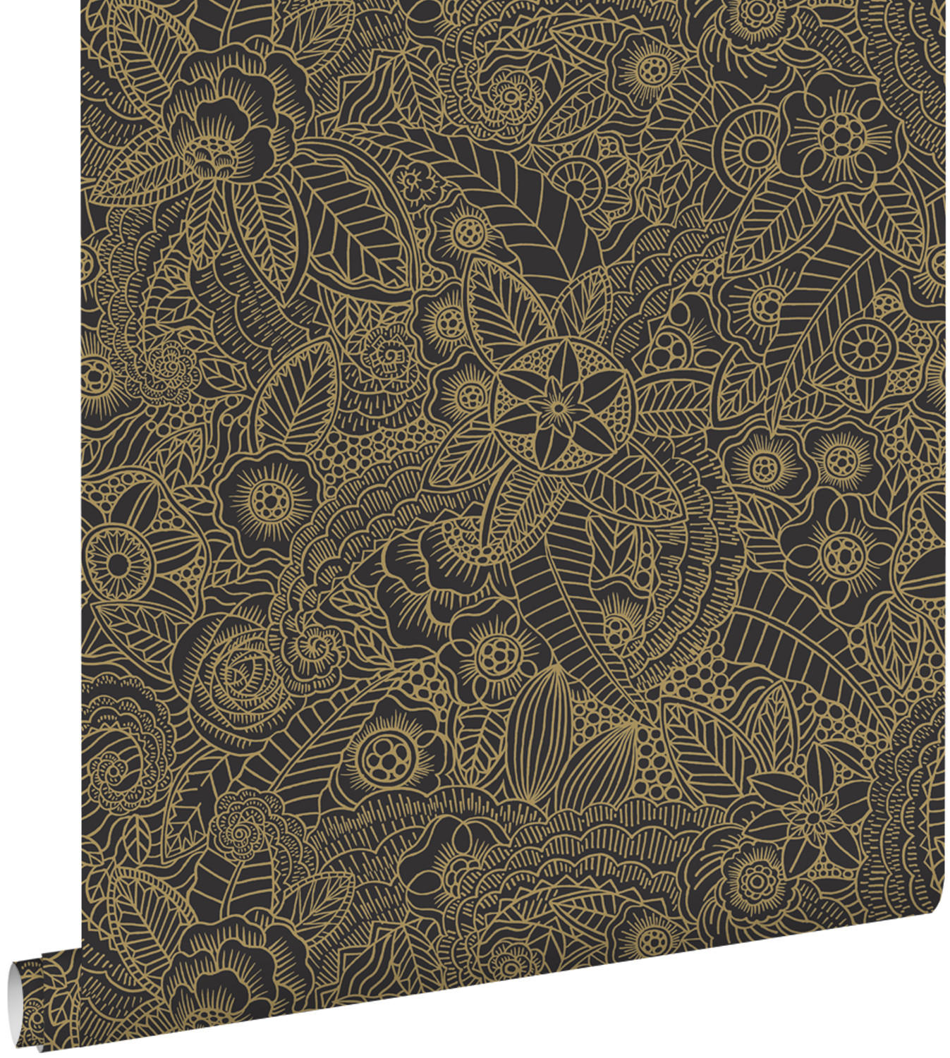 TAPETE Blumenzeichnungen 53 cm x 10.05 m - Schwarz, Papier (53/1000cm) - ESTAhome