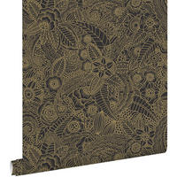 TAPETE Blumenzeichnungen 53 cm x 10.05 m - Schwarz, Papier (53/1000cm) - ESTAhome