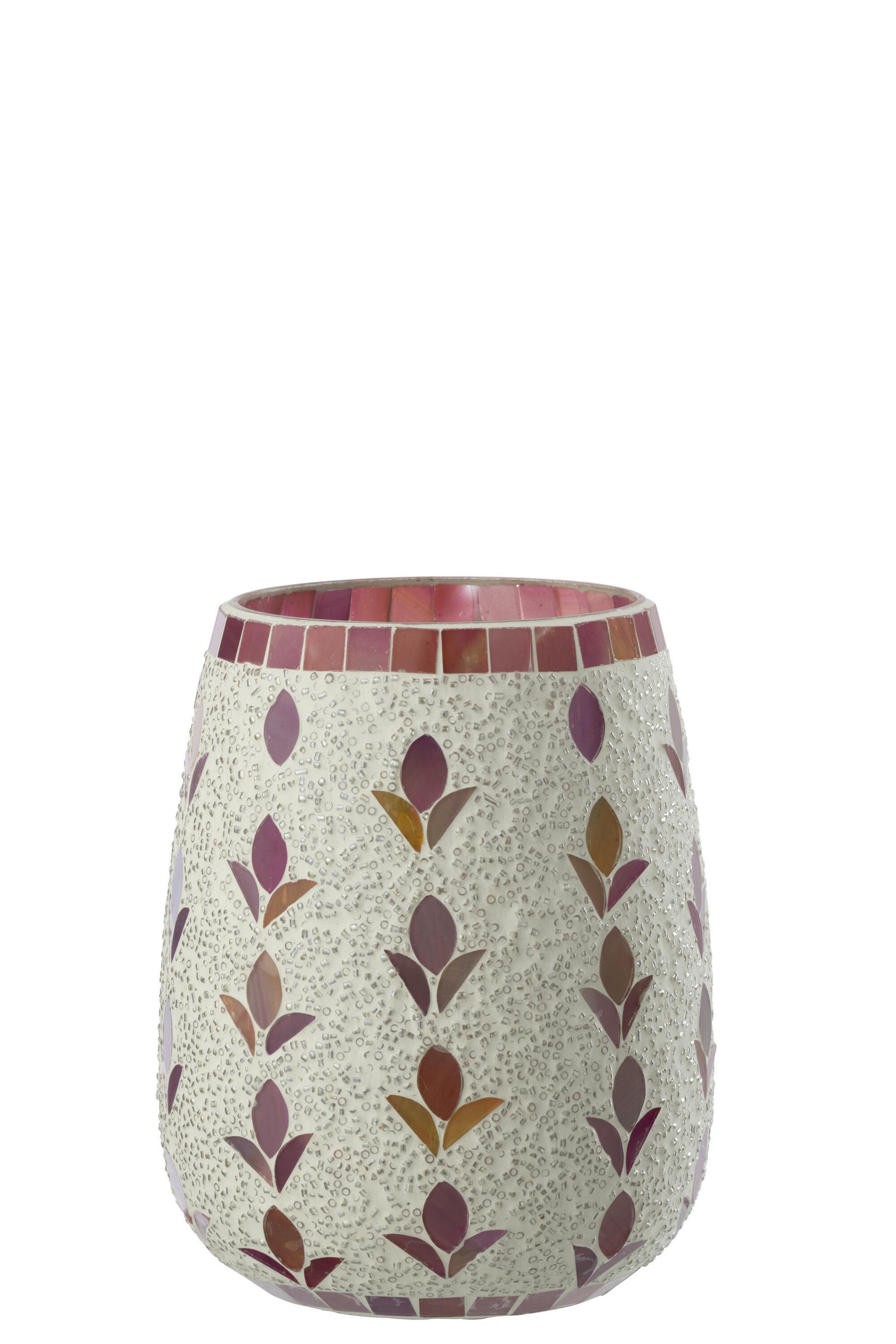 KERZENSTÄNDER GEBROCHENES Weiß - Pink, Glas (12.5/16cm) - J-Line