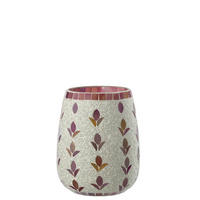 KERZENSTÄNDER GEBROCHENES Weiß - Pink, Glas (12.5/16cm) - J-Line