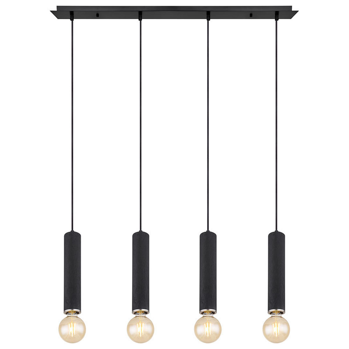 LED HÄNGELEUCHTE Metall Holzoptik Schwarz 4-flammig - Schwarz, Holz (93/10/120cm) - Globo Lighting