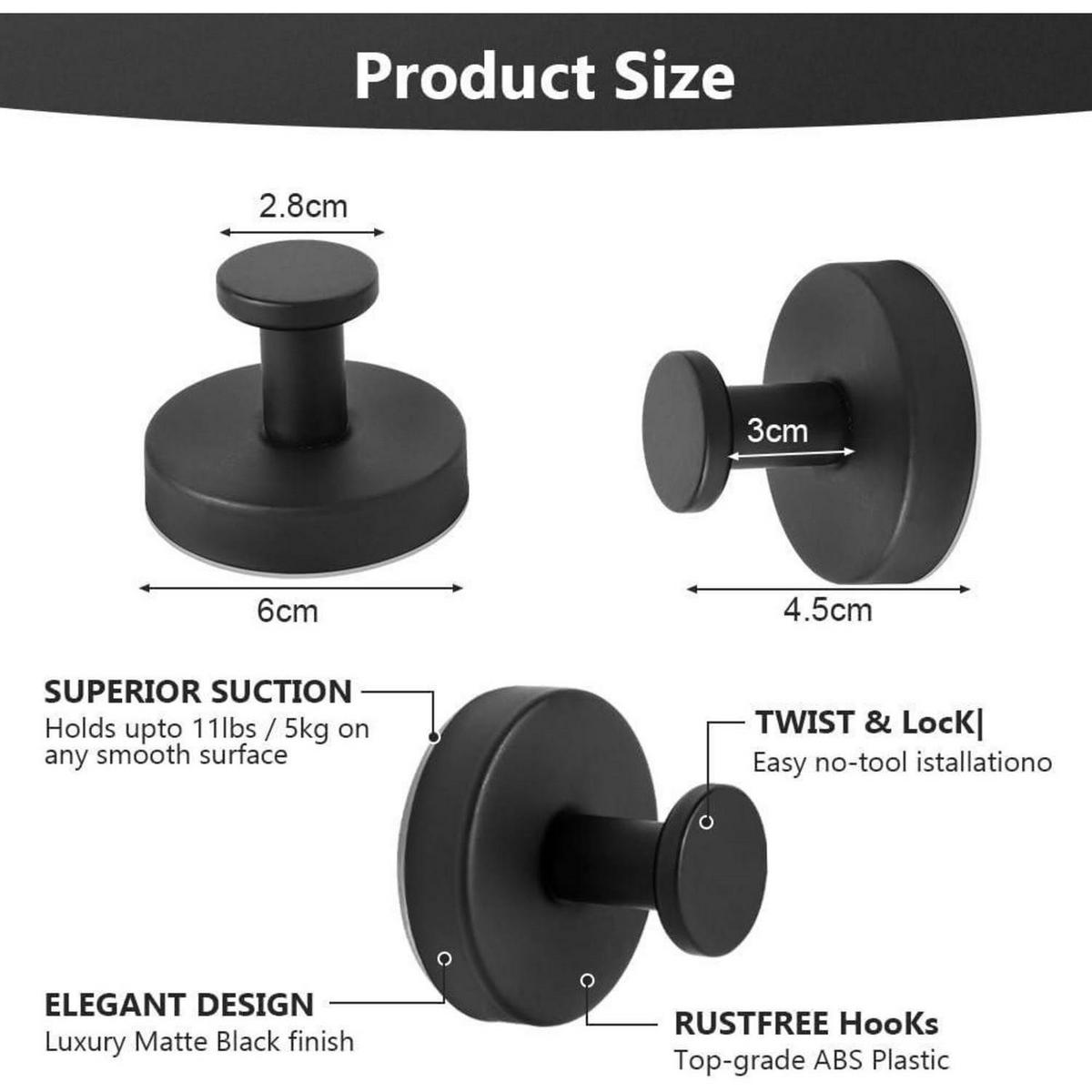 WANDHAKEN 2-teiliges Set Edelstahl Schwarz - Schwarz, Metall (4.5/2.8/6cm)