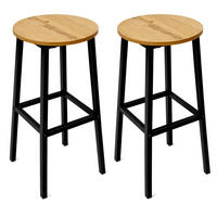 BARHOCKER Holzoptik Metall Eichefarbe Schwarz 2er Set 65×30×30 cm - Eichefarben/Schwarz, Holzwerkstoff/Metall (32/65/32cm) - Begryf