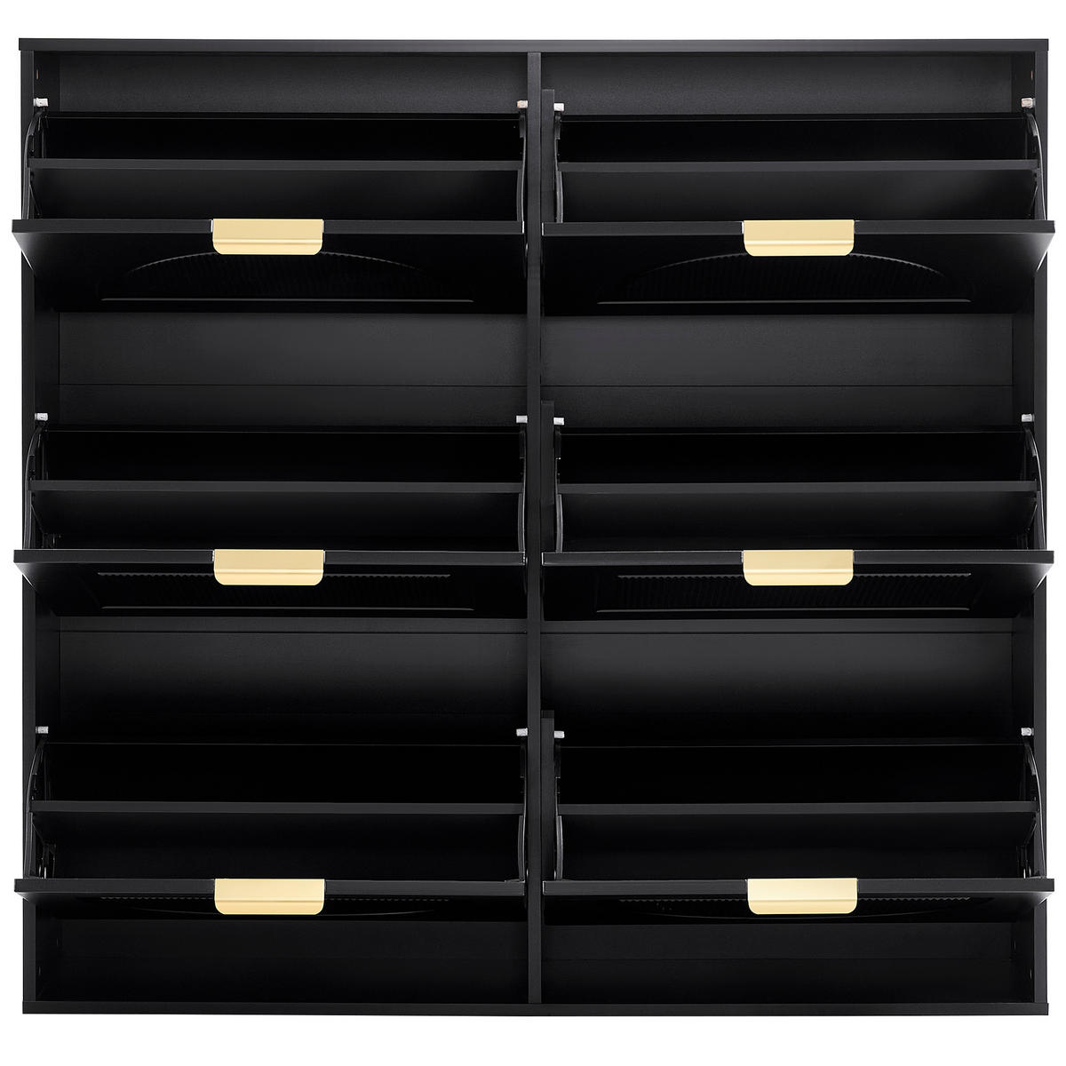 SCHUHSCHRANK aus MDF 118x25x115cm in Schwarz mit Kippsicherung - Schwarz, Holzwerkstoff (118/115/25cm) - Modfu