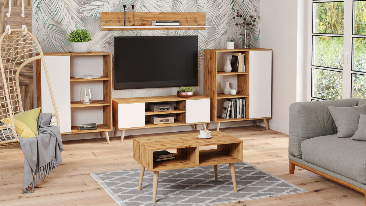 BÜCHERREGAL Fondi - Eiche Bianco, Holzwerkstoff (40/116/90cm) - RAUMHIRSCH FURNITURE