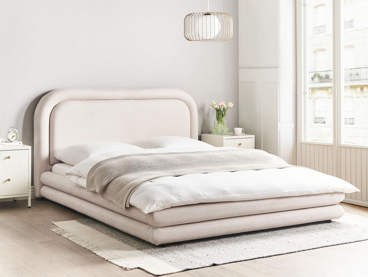 POLSTERBETT mit Lattenrost 160/200 cm Beige Lavardens - Beige, Textil (160/200cm) - Beliani