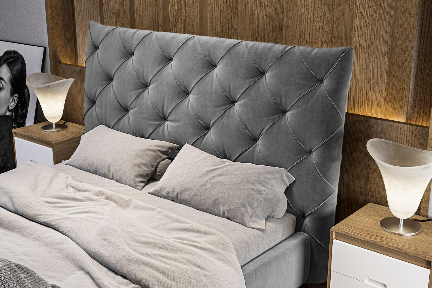 POLSTERBETT ANNY Grau Massivholz - Grau, Textil (200/200cm) - KAWOLA