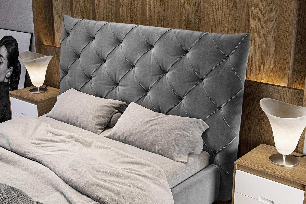 POLSTERBETT ANNY Grau Massivholz - Grau, Textil (160/200cm) - KAWOLA