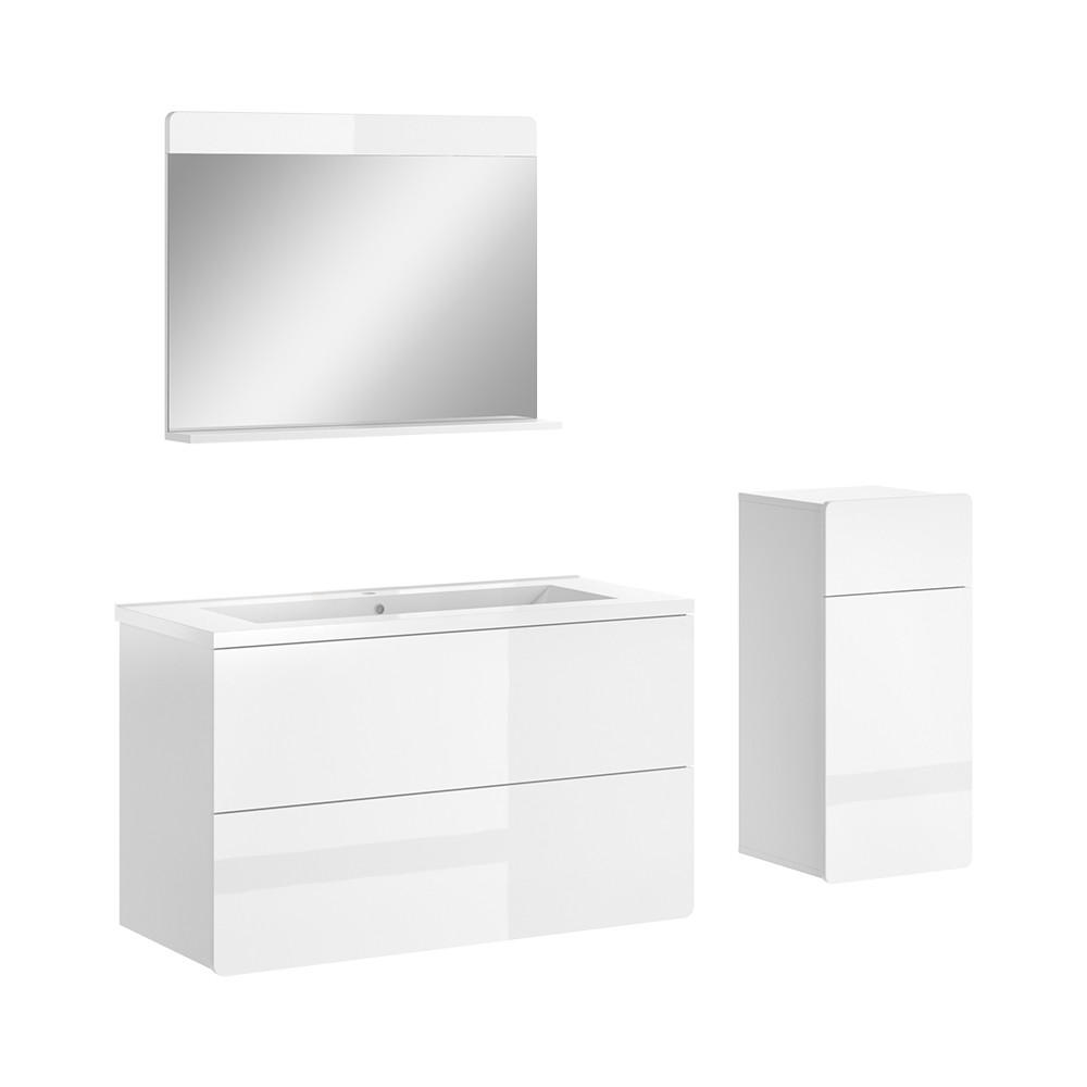 Vicco Badmöbel-Set Weiß Hochglanz, Weiß 100x57.8x44.6 cm