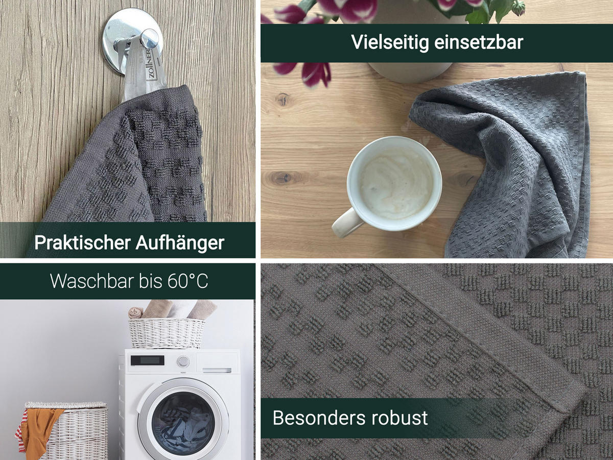 GESCHIRRTÜCHER, 10er-Set, 45x60 cm, 100% Baumwolle, Braun - Taupe, Textil (45/60cm) - Zollner
