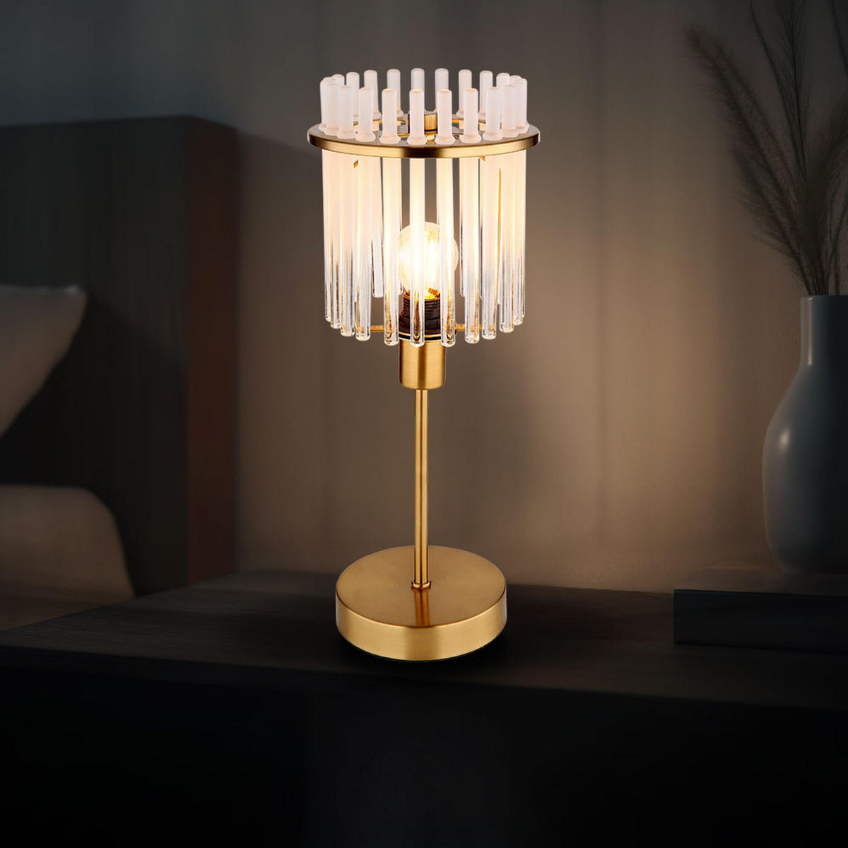 LED TISCHLEUCHTE GORLEY Metall Gold - Goldfarben, Glas (15/15/37.5cm) - Globo Lighting