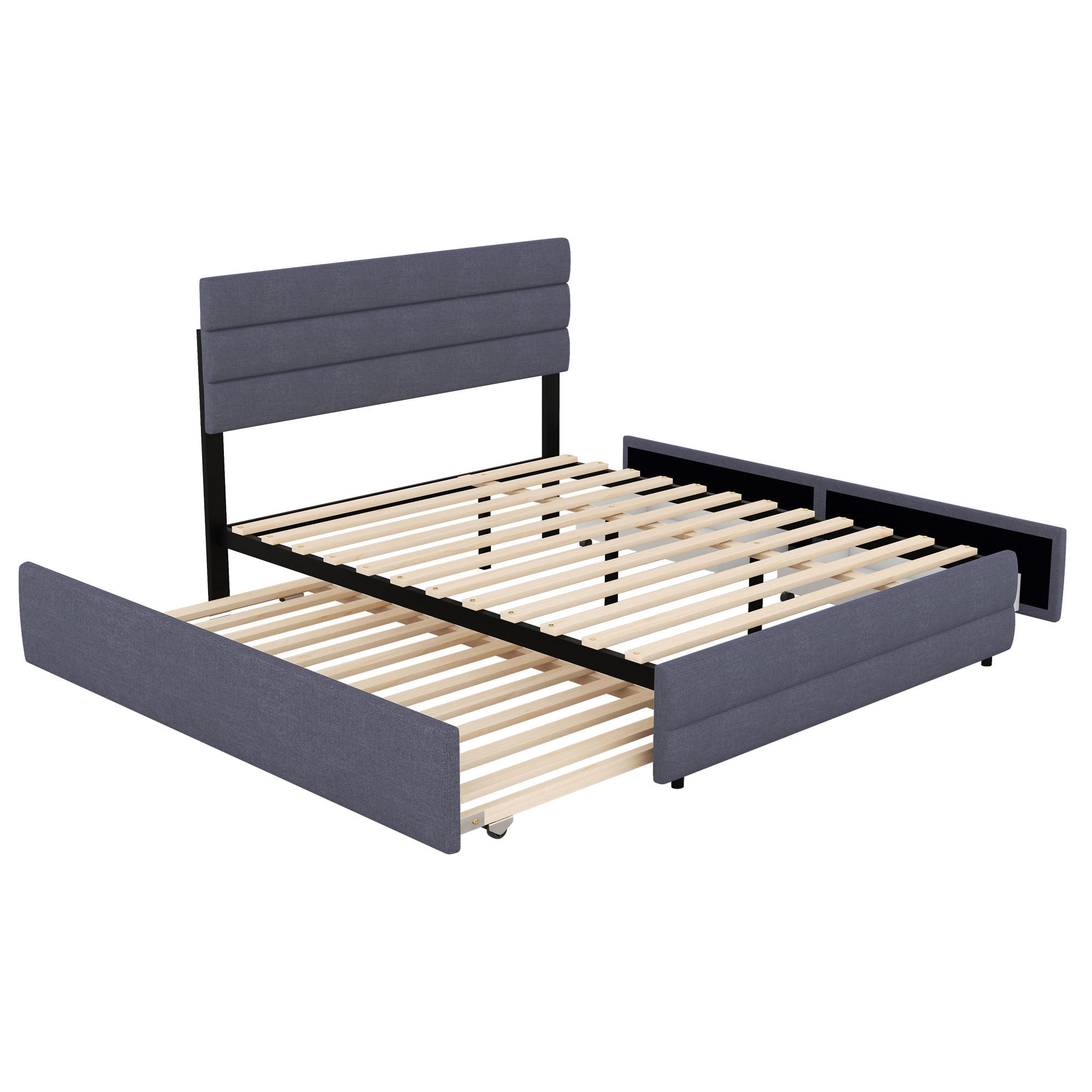 AUSZIEHBETT 140/200 cm DE-04847, mit 2 Schubladen in Grau - Grau, Holzwerkstoff (140/200cm) - ComfortXL