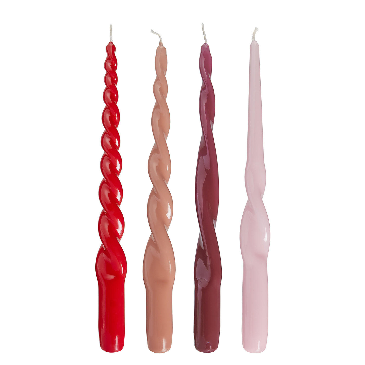 KERZEN (4er Set) Twisted - Rot, Paraffin (2/29/2cm) - Butlers