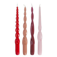 KERZEN (4er Set) Twisted - Rot, Paraffin (2/29/2cm) - Butlers