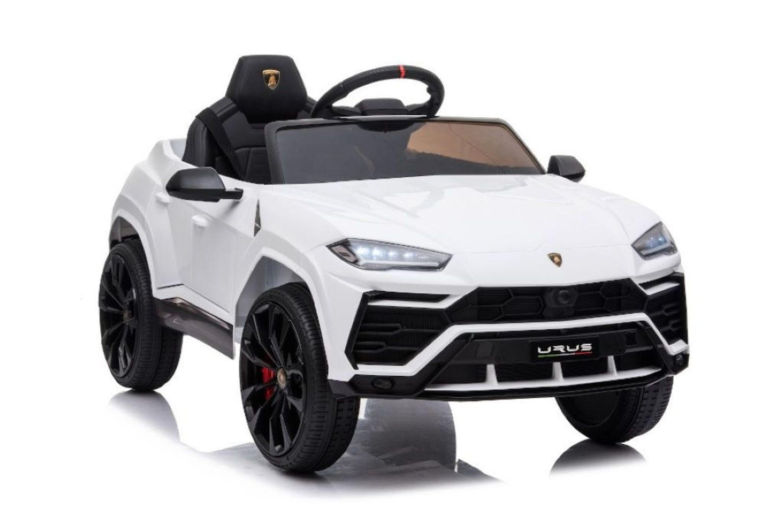KINDER ELEKTROAUTO Lamborghini Urus weiß EVA-Reifen, Scheinwerfer, Radio, MP3-Anschluss, Kunstledersitz - Weiß, Kunststoff (105/65/52cm) - Es-Toys