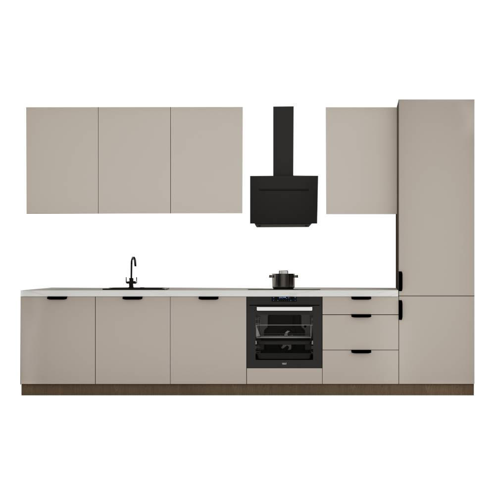 KÜCHENZEILE 360 cm - Sorento KS2-M360 - in Beige / Dunkle Eiche - Eichefarben/Beige, Holz (360/247/58cm)