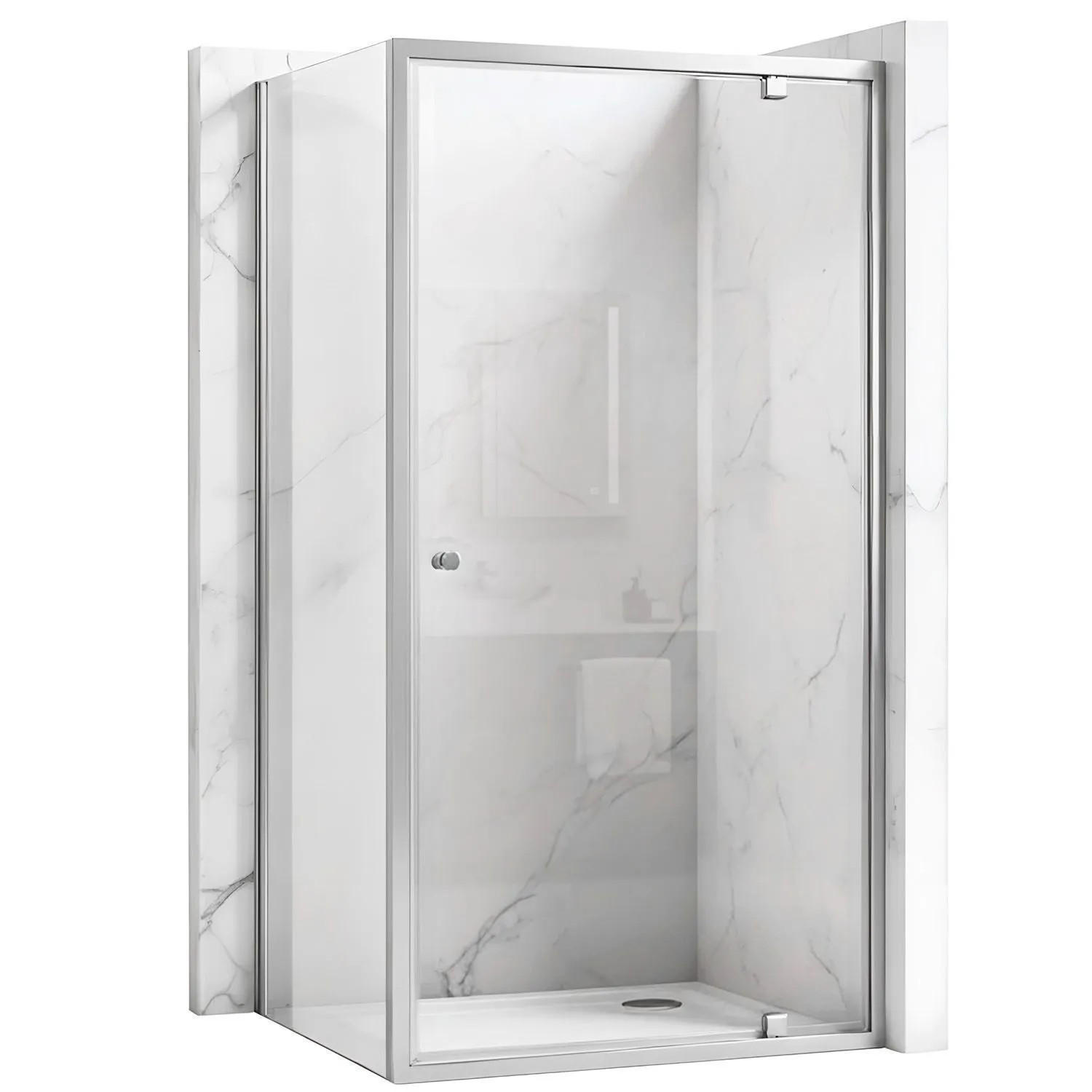 DUSCHKABINE Rea Primo Swing 80x100 Chrome - Chromfarben, Glas (80/100/190cm) - REA