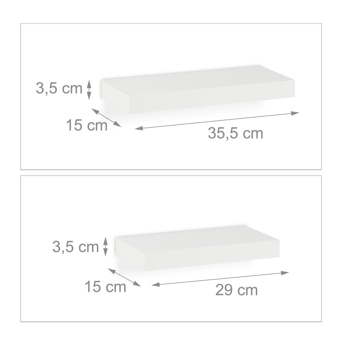 3XWANDREGAL - Weiß, Holzwerkstoff/Metall (42/3.5/15cm) - Relaxdays