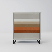 SIDEBOARD PECULIAR TRAIL, Grau, 57,5x42x67,5 cm, Schwarze Metall-Rahmenfüße - Multicolor/Schwarz, Holzwerkstoff/Metall (57.5/67.5/42cm) - SpaceRebels