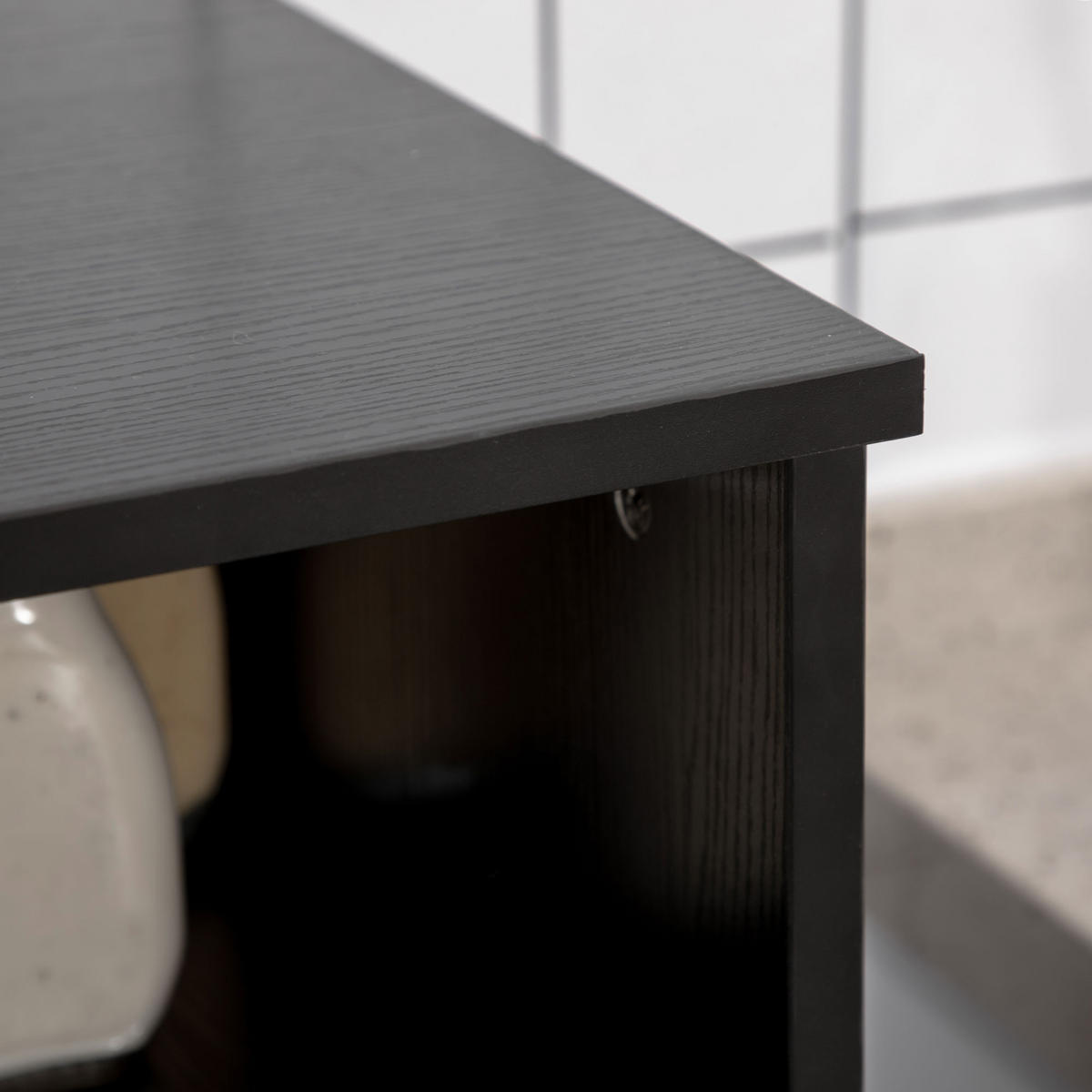 MIKROWELLENUNTERSCHRANK DE-11093 2 Schränke Schwarz - Schwarz, Holzwerkstoff (40/120/90cm) - ComfortXL