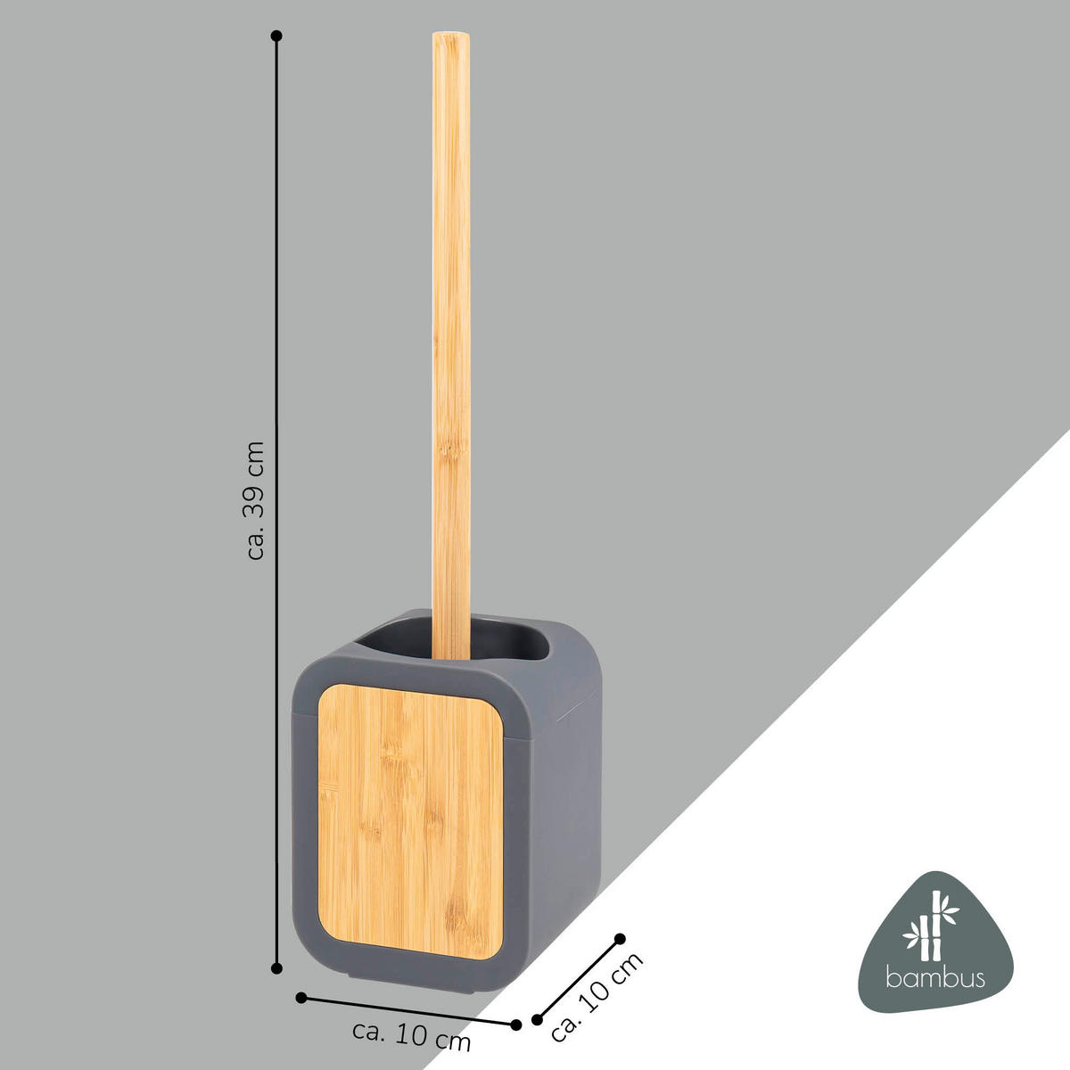 WC-GARNITUR, grau - Grau, Kunststoff (10/39/10cm) - eluno