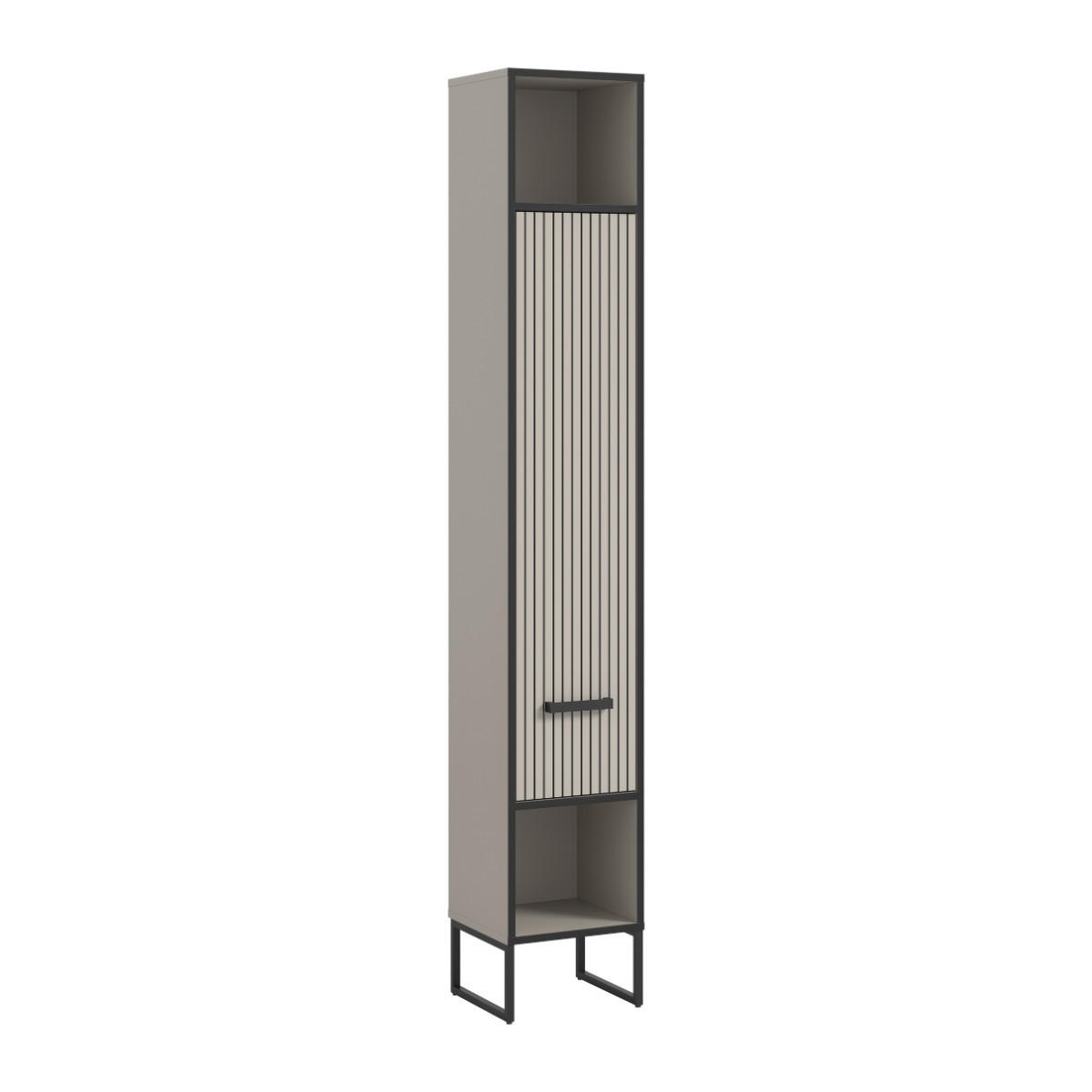 BADEZIMMERSCHRANK mit 1 Tür und 2 Nischen, Kaschmir 32/192/30 cm - Beige, Holzwerkstoff (32/192/37.4cm) - Calicosy