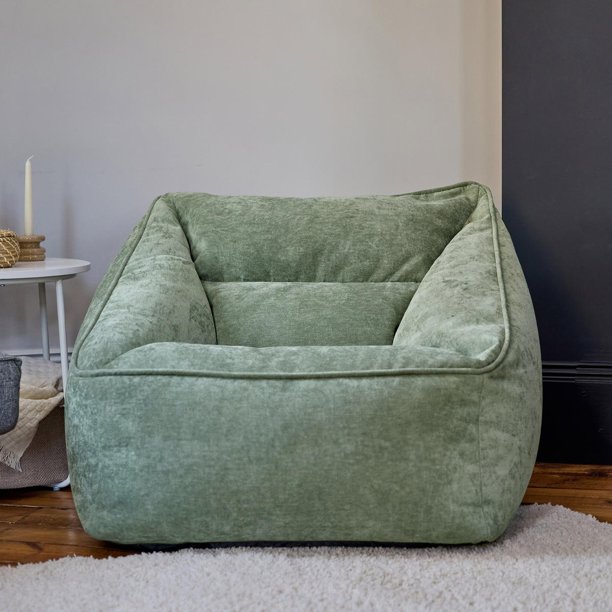 SITZSACK Sessel Chenille Natalia - Salbeigrün, Kunststoff/Textil (100/80/88cm) - icon