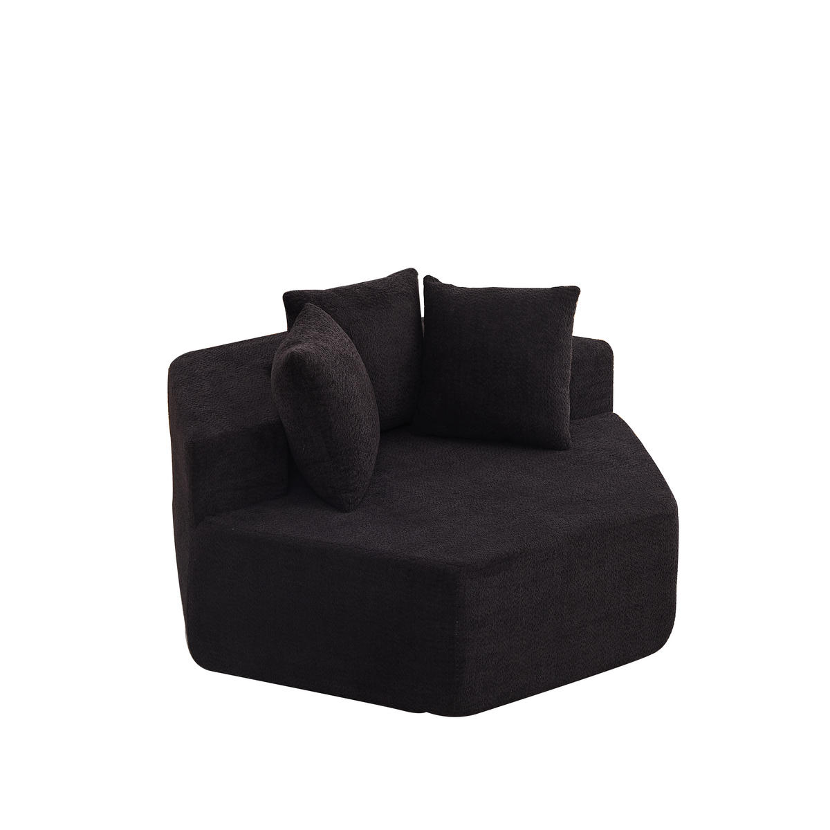 SESSEL DE-34513 sechseckig mit 3 Kissen Schwarz - Schwarz, Textil (122/76/138cm) - ComfortXL