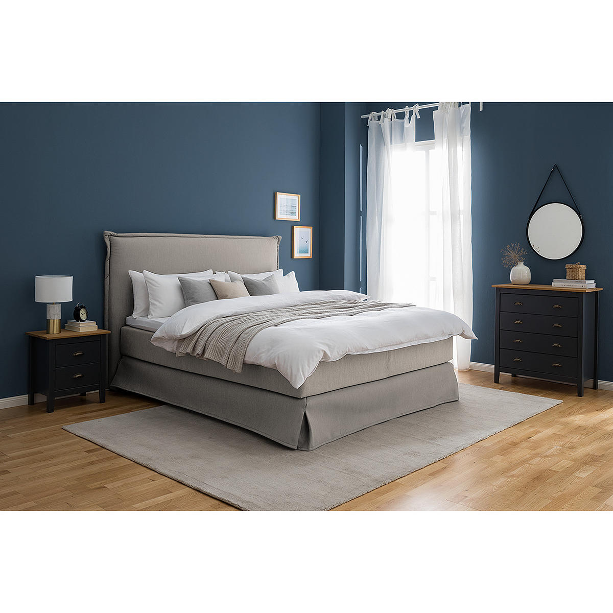 NACHTKOMMODE - Kiefer massiv - Anthrazit, Holz (46/52/35cm) - home24