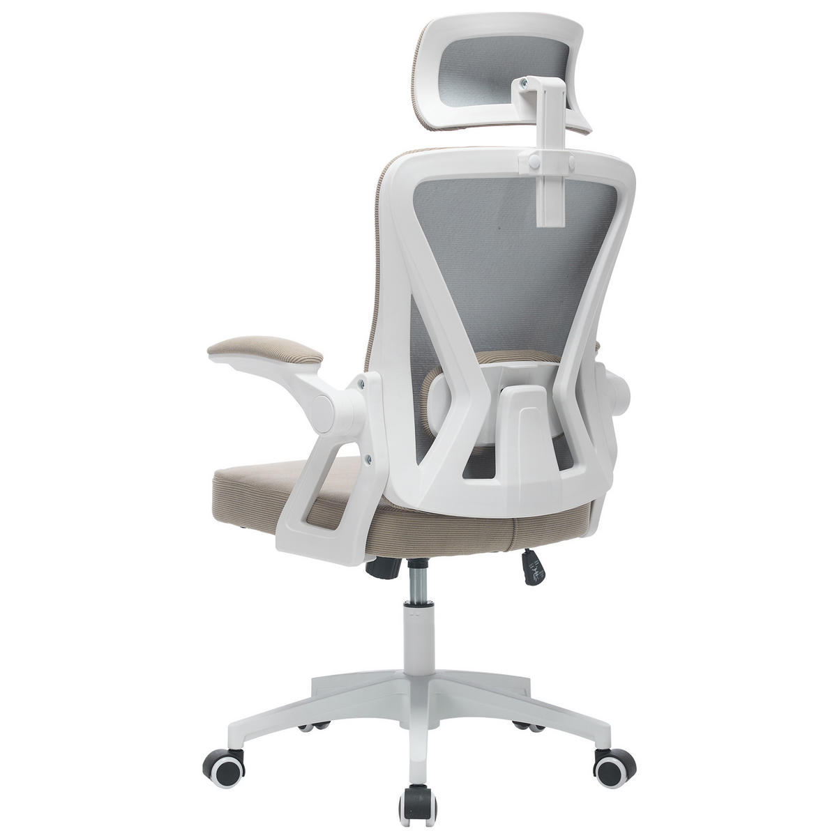 BÜROSTUHL ergonomisch mit Netzrücken Khaki - Braun, Kunststoff (65/108/58cm) - Meubliv