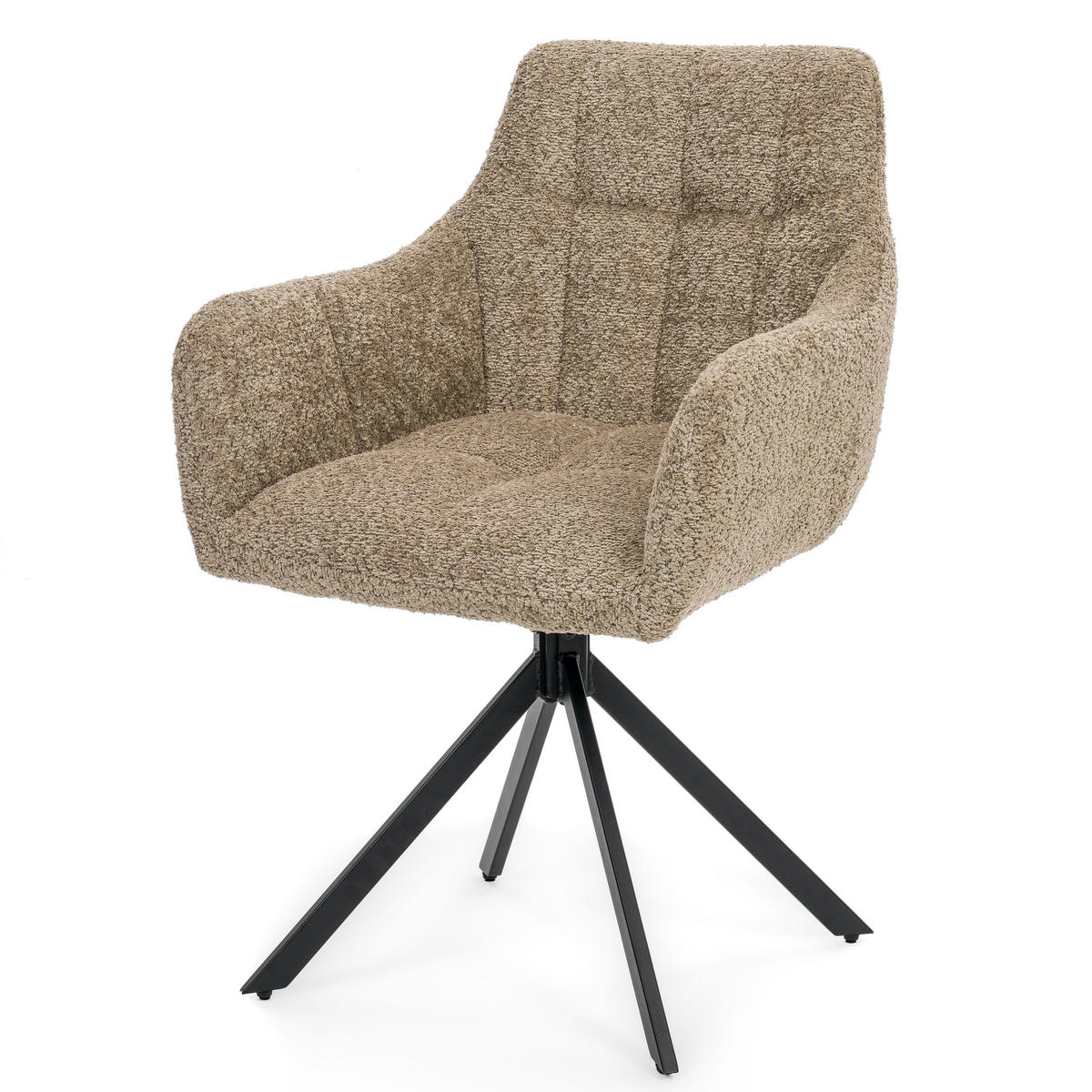 STUHL FANO X drehbar gepolsterter mit Steppung - beige - Boucle - Sandfarben/Beige, Textil/Metall (58/83/59cm) - NEW HOME