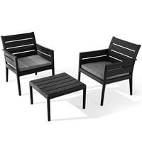GARTENMÖBEL-SET MITTU 3-tlg, Anthrazit/Grau - Anthrazit/Grau, Kunststoff - KONSIMO®