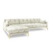 ECKSOFA links Mamaia aus Samt leichtes beige 5 Sitzplätze - Creme, Textil (185/293cm) - Micadoni