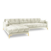 ECKSOFA links Mamaia aus Samt leichtes beige 5 Sitzplätze - Creme, Textil (185/293cm) - Micadoni